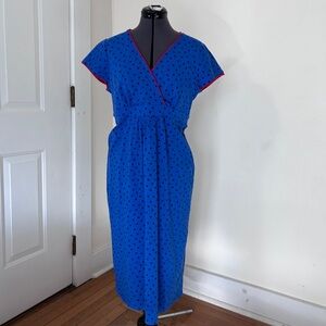 Boden Blue Polka Dot Faux Wrap Dress